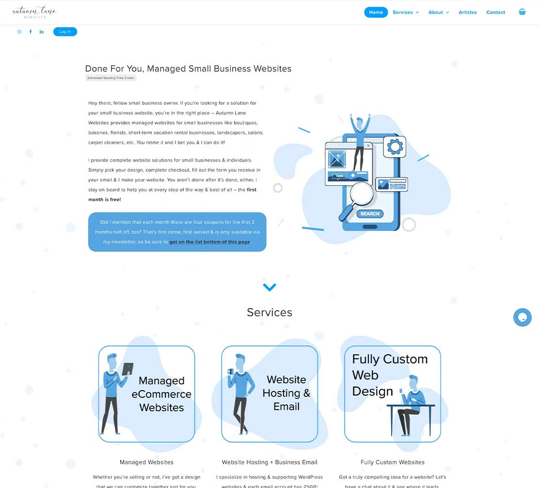 Autumn Lane Websites Website, a creation of Jeff Williams