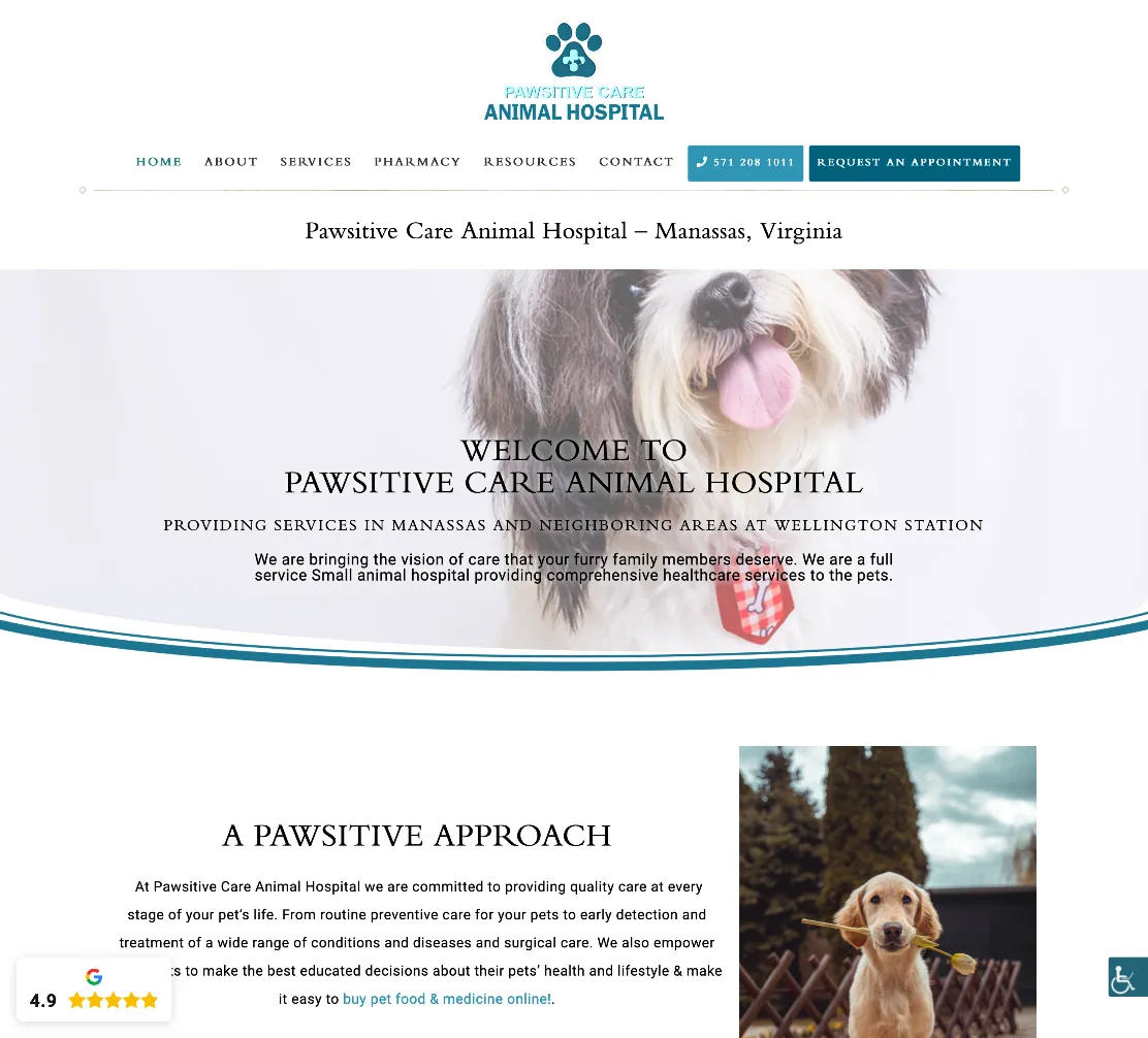 Pawsitive Care Animal Hospital Website