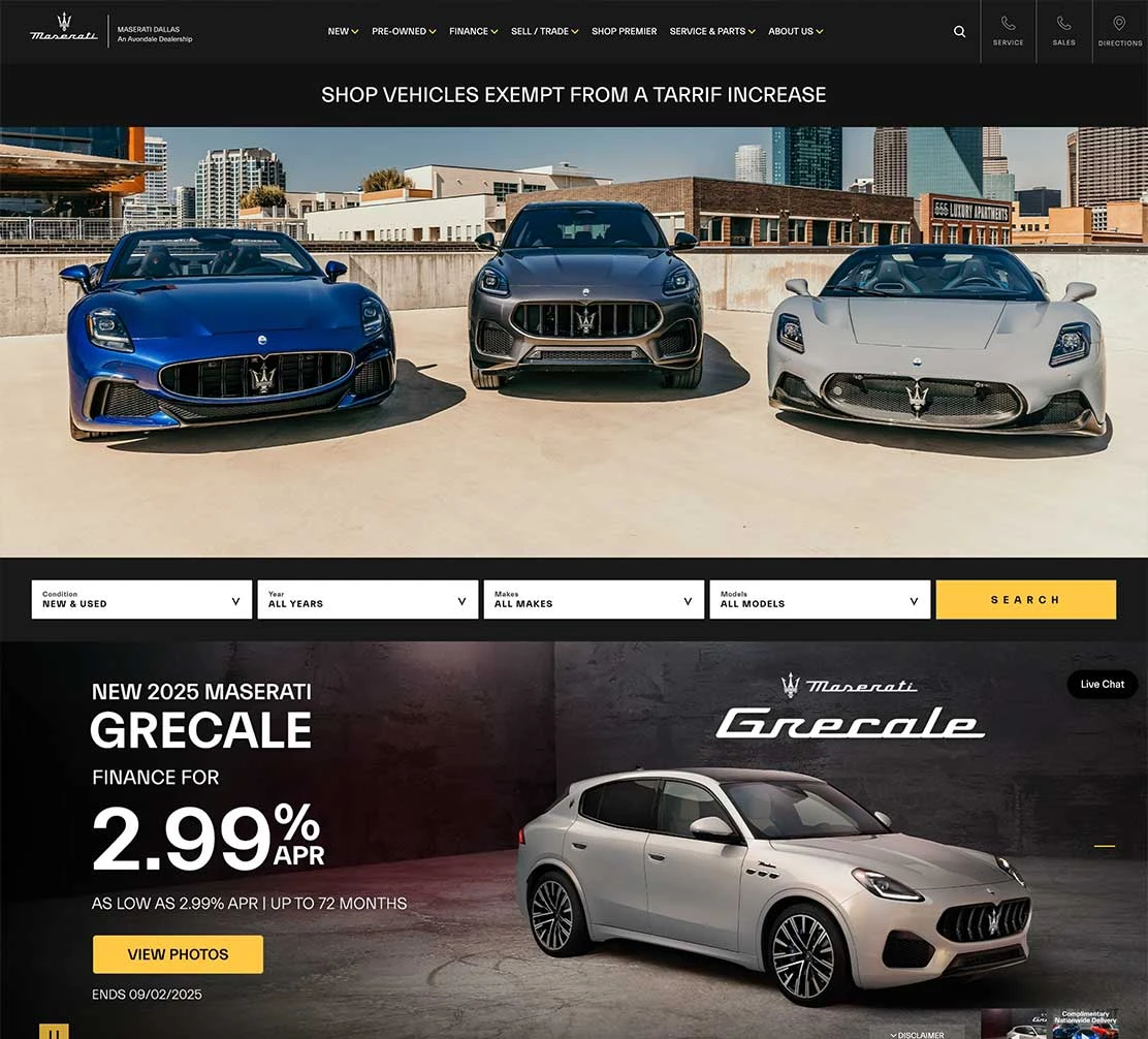 Maserati Dallas Website